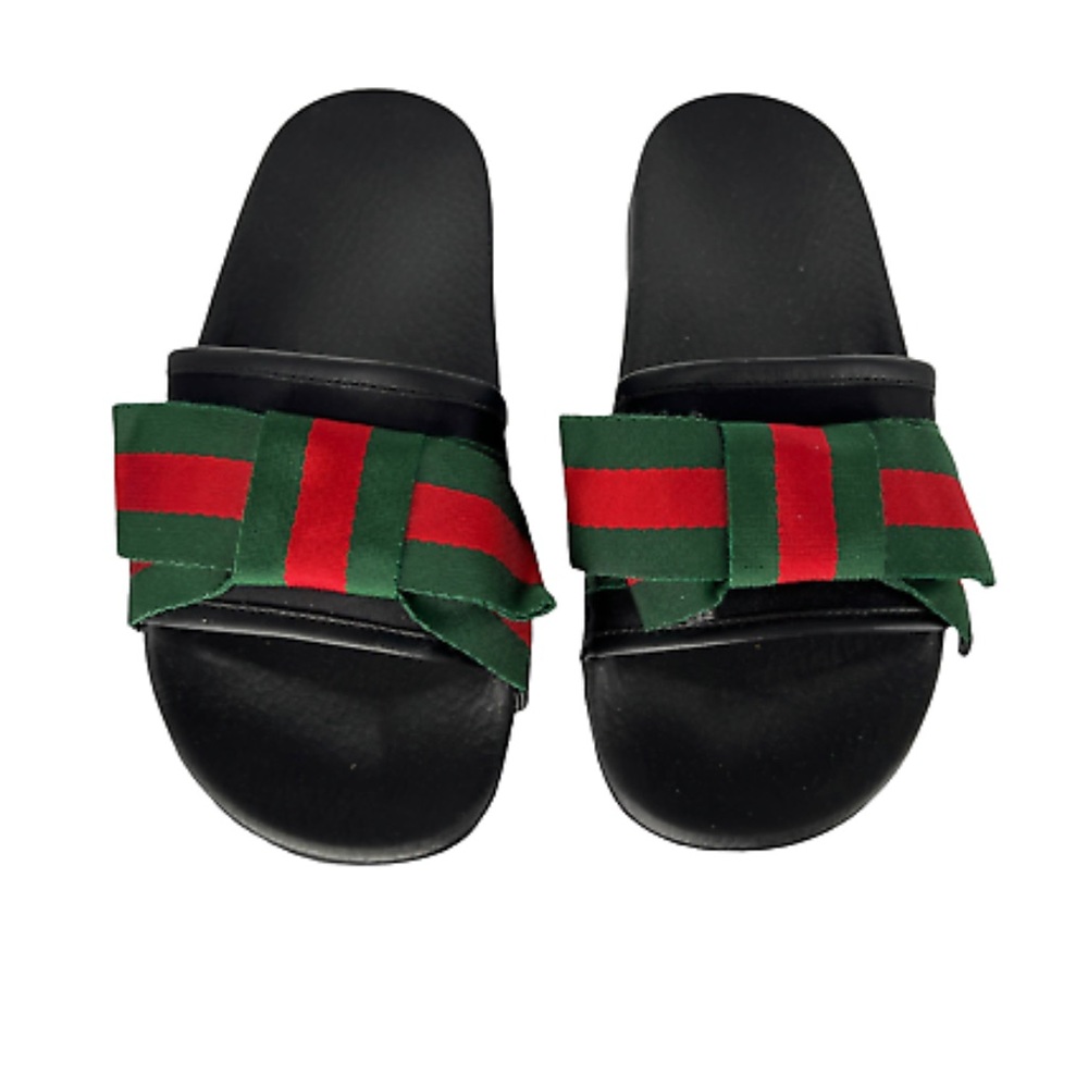 GUCCI Green Red Pursuit Bow Slides Women's 37